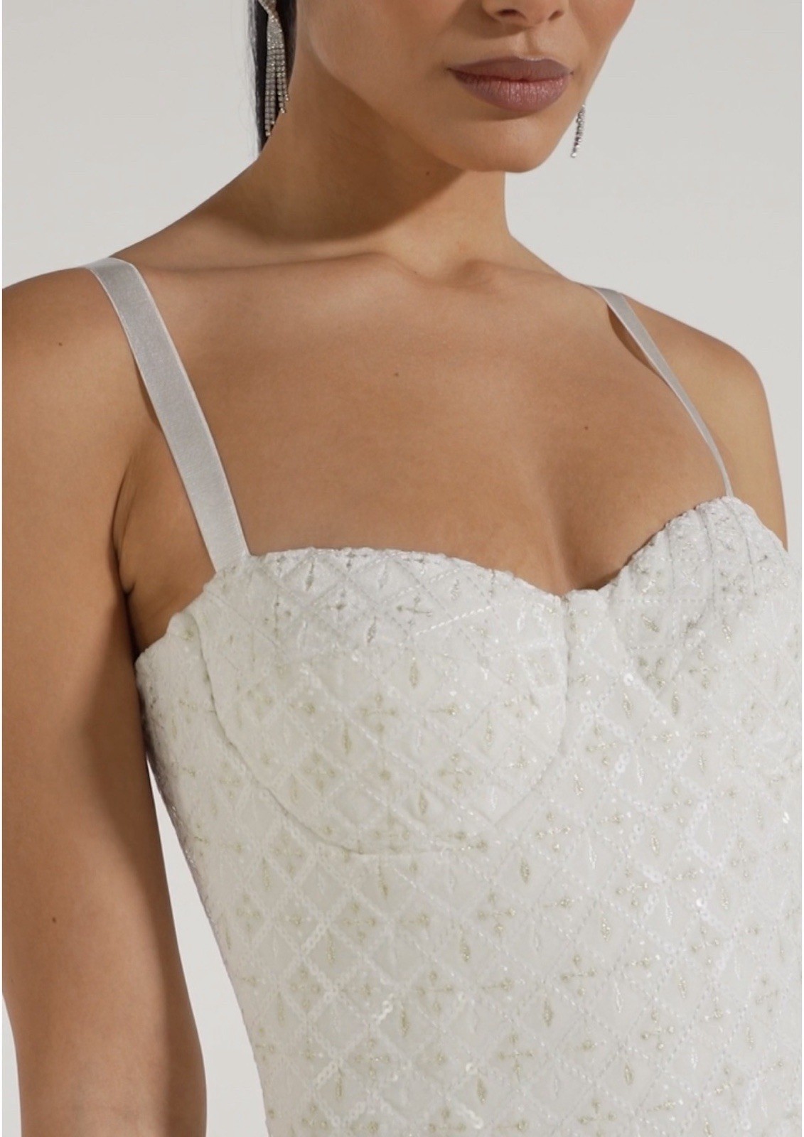 Nadine Merabi 'Hailey' White Sequin Jumpsuit Size S NWT image 8