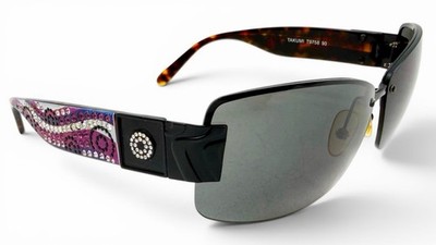 Takumi Sun Collection Black Violet Crystal Embellished Frames Sunglasses T9758