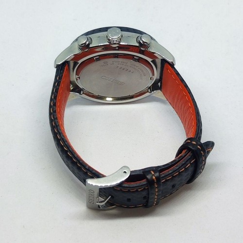 Orologio Cronografo Seiko SNAB59P1 Quadrante Nero Cinturino Pelle Ottime Condizioni - Foto 12 di 12