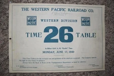 Western Pacific Railroad Employee Timetable 26 Western Division June 17, 1940