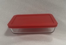 Pyrex 7210 Glass 3 Cup 7" x 5" x 1.5" Baking Casserole with Red Lid NIB