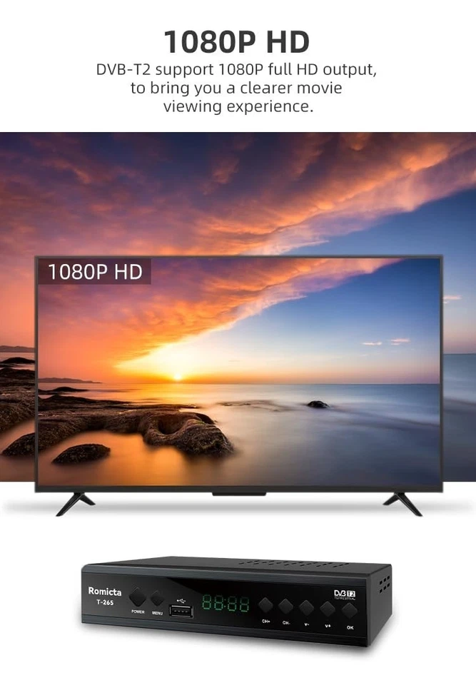 Décodeur TNT HD DVB-T2 H.265 HEVC 1080p PVR USB HDMI Romicta - Photo 3/4