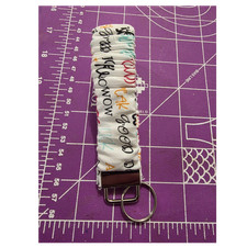 Multicolor Script Fabric Wristlet Key Chain w/ Metal Ring Women Casual