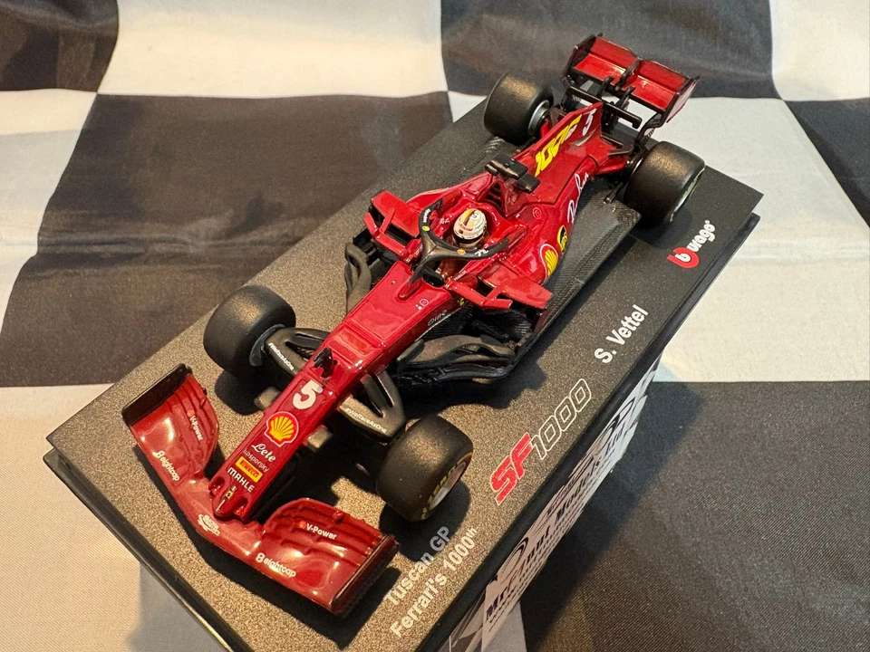 1:43 Bburago B18-36819V Sebastian Vettel Ferrari SF1000 w/driver Tuscan GP 2020 - Image 4 of 4