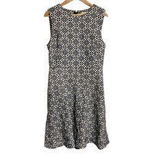 TORY BURCH All-Over Print Sleeveless Dress, Size 2, Navy and White Women USED