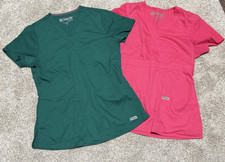 Gray's Anatomy Womens X-Small Scrub Top Pink Green Tailored By Barco Lot of 2