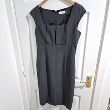 Calvin Klein Dress UK 12 Grey Square Neck Shift Business Work Office Womens