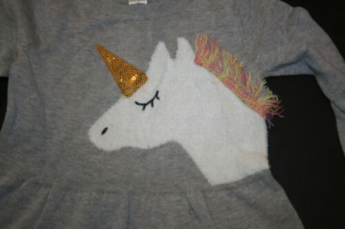 Nuovo maglione OshKosh bambina 5T grigio erica unicorno orlo arricciato maglia morbida - Foto 2 di 2