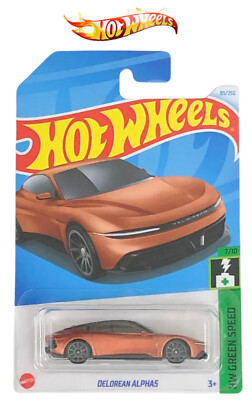 Hot Wheels Delorean Alpha5 HW Green Speed 7/10 Collection Car #85 Model Mattel