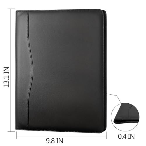 Padfolio Portfolio Binder, Leather Clipboard Folder Briefcase Loose-Leaf Black - Foto 5 di 7