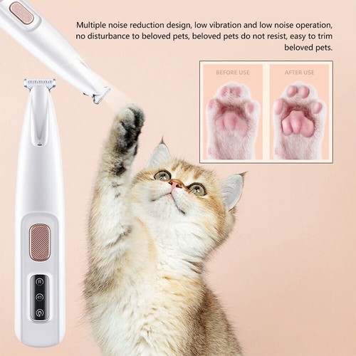 Pet Dog Electric Groomer Trimmer LED Waterproof Pet Foot Hair Cat Dog Paw Shaver - Foto 9 di 13