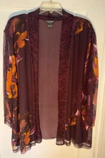 Citron Santa Monica 100% Silk Floral Cardigan Jacket Size M
