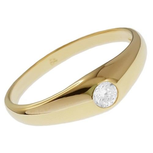 Bague Femme Plaquée Or 18 Carats Avec Zirconium - Taille 52