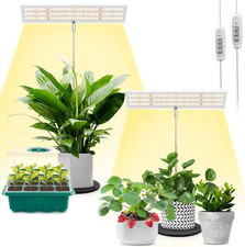 2-PK Full Spectrum LED Plant Grow Light w/ Auto On/Off Timer Dimmable Brightness