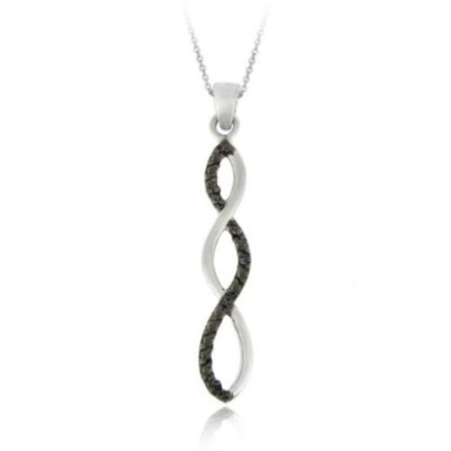 925 Silver Black Diamond Accent 