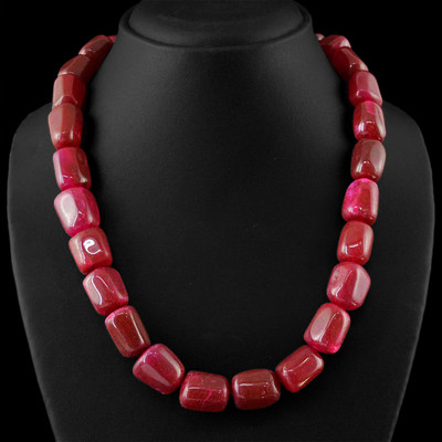 897.65 CTS EARTH MINED SINGLE STRAND HAND MADE RICH RED RUBY BEADS NECKLACE