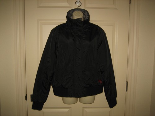 HARLEY DAVIDSON~Women's Black/Gray reversible Graphic Puffer Jacket~ SZ L/XL~ - 第 1/15 張圖片