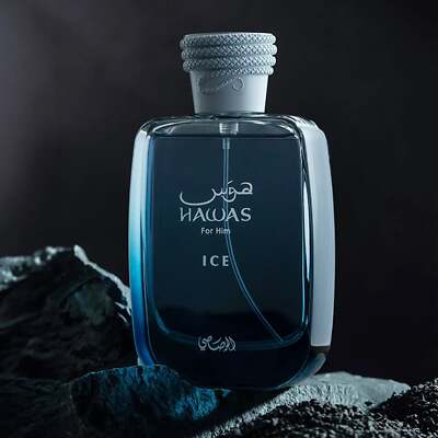 Rasasi Hawas Ice 3.38Oz/100 ml Eau de Parfum Spray For Men -New In