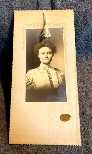 Antique Tassel Cabinet Card Prim & Proper Woman High Neck Ruffle Blouse - Picture 2 of 7