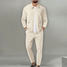 Mens Male Tracksuits Sets Long Sleeve Jacket  Pants Sweatsuit Outfit Full Suit