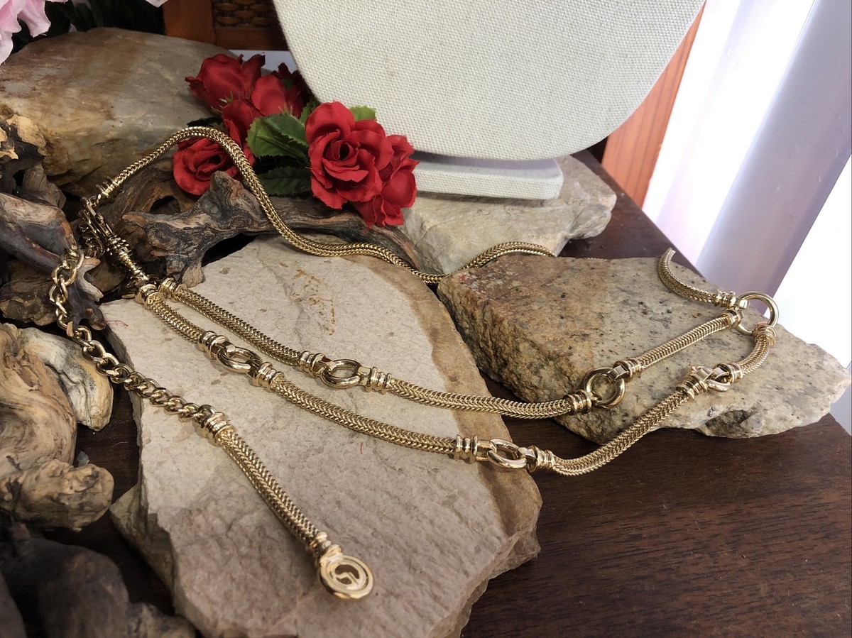 12.Vintage St John Gold Tone Triple Layer Front Linked 