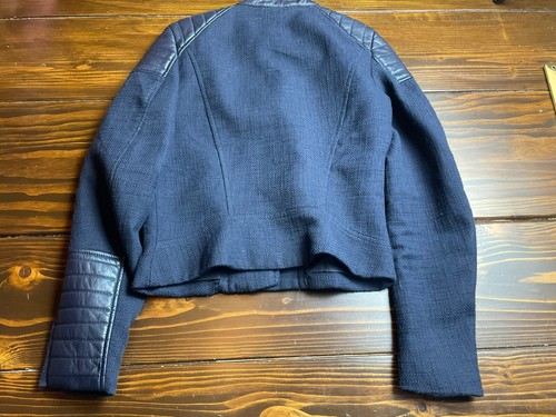 H&M Jacket, Women's Size 2, Navy Blue, Faux Leather, Moto Jacket - Picture 2 of 8