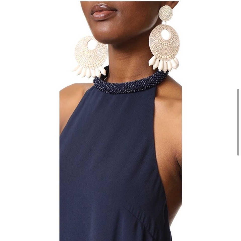 Keepsake the Label Northern Lights navy blue beaded collar halter dress