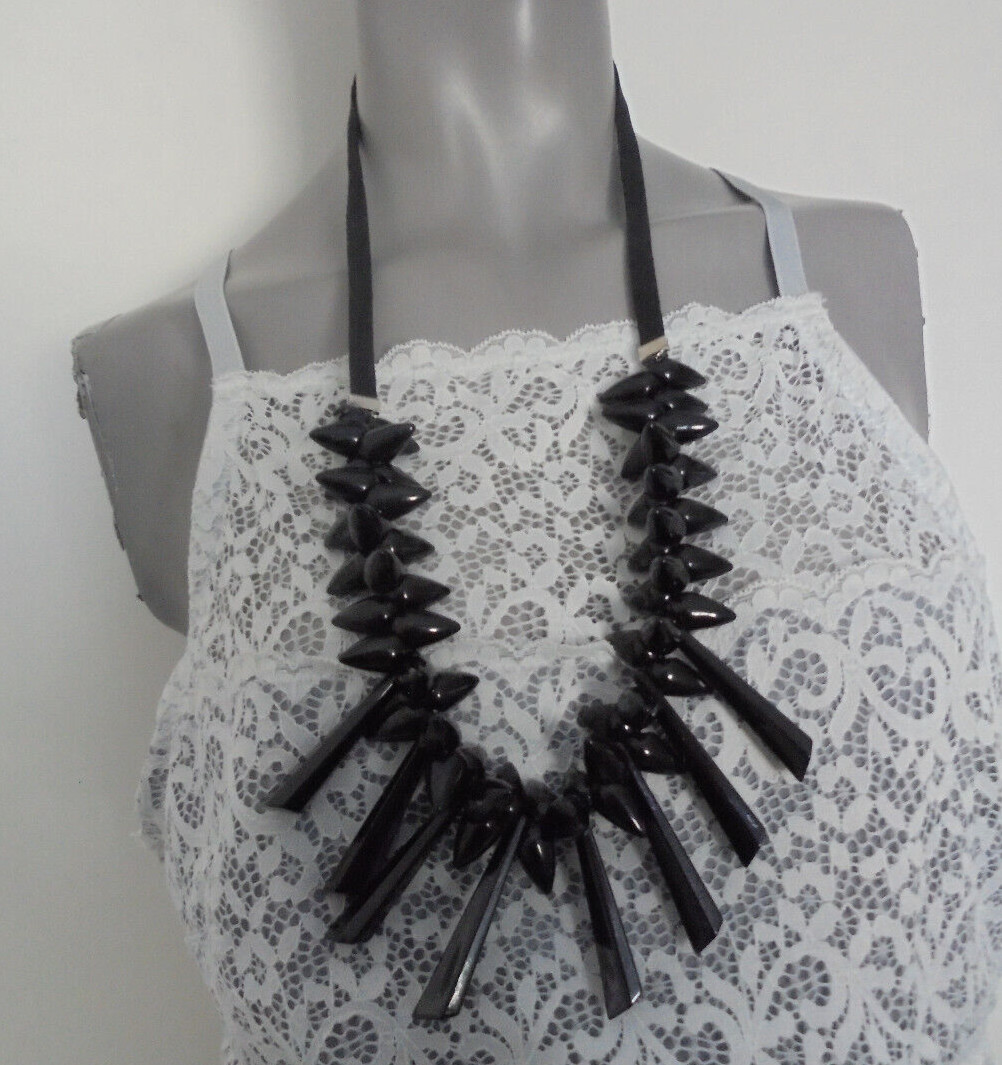 Statement Halskette Schmuck schwarze Elemente auffällig ohne Verschluss Nr.2523