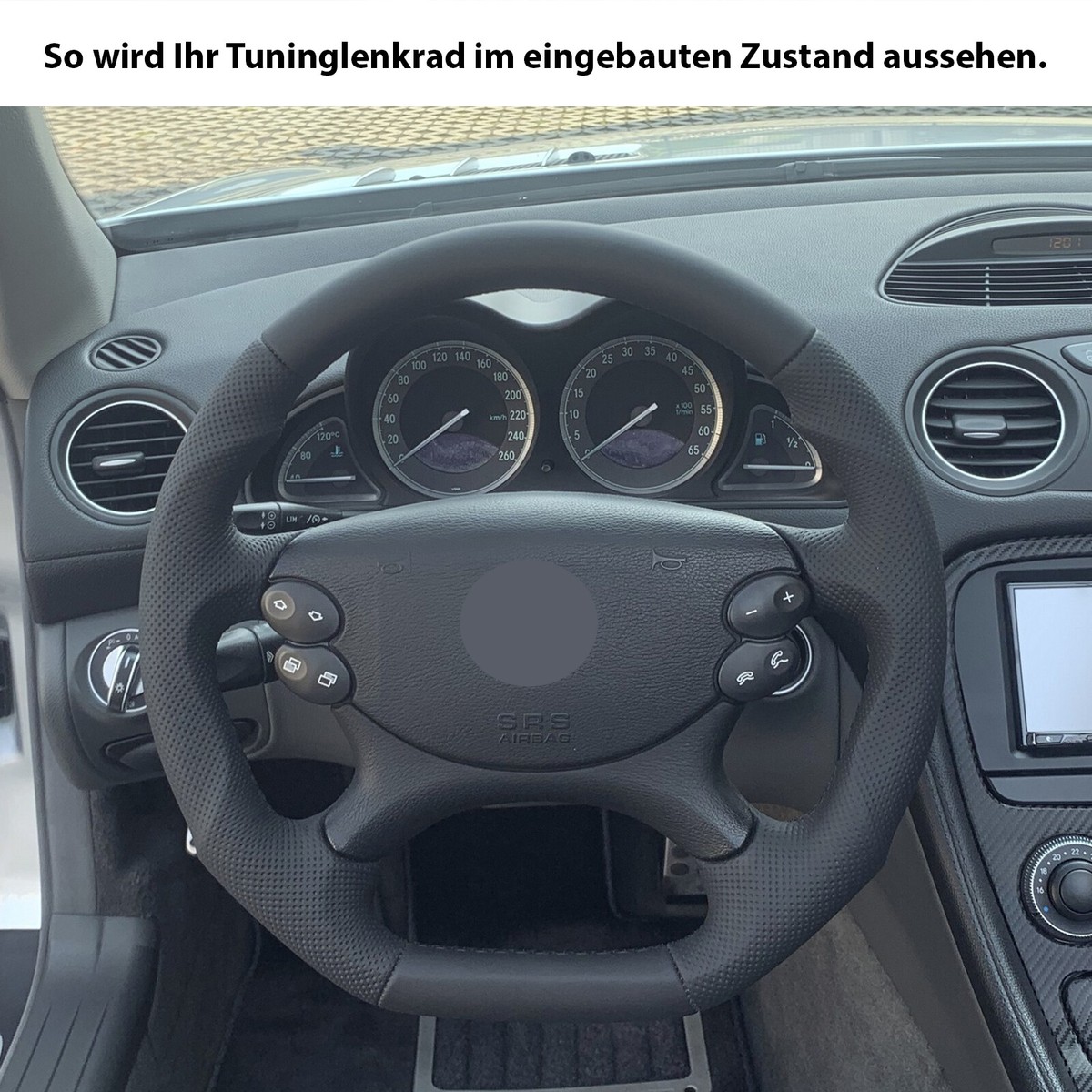 Mercedes Lenkrad R230 W209 W211 E G Klasse CLK SL Tuning Neu Beziehen Grau 55484