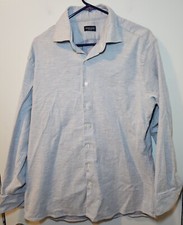 Men's Proper Cloth Amalfi Ocean Blue Stretch Pique Shirt Size 17.4
