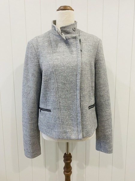 Gap Size S Small Grey Wool Mix Biker Style Long Sleeve Jacket Coat