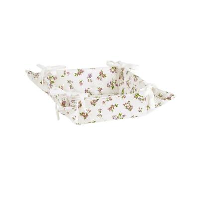 Stoff Brötchen Korb Baumwolle Quadratisch Servieren Klein Blumen Creme Geschenk IHR