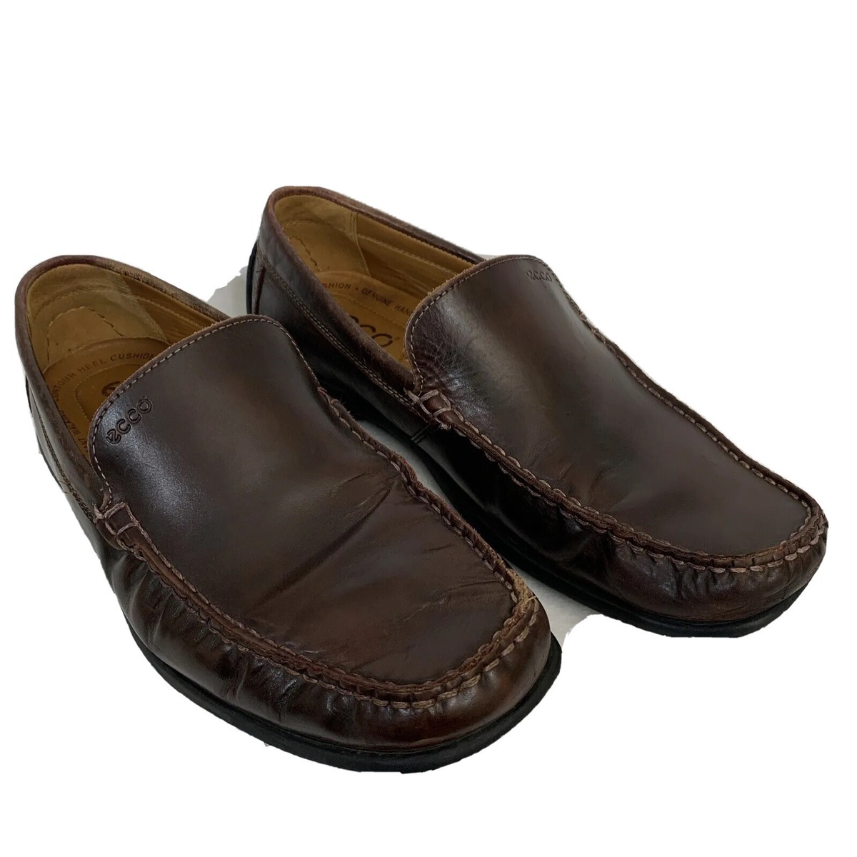 Ecco Driving Loafers Shoes Men\'s US sz 12 EUro sz 45 Leather SlipOn Brown Casual ECCO Men main image 3