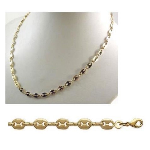 Cadena Grano De Café 50 CM Baño De Oro 18 CARATS 750/1000 Joyería Hombre