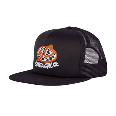 Santa Cruz CHECK PRO SERIES Skateboard Snapback Trucker Hat BLACK