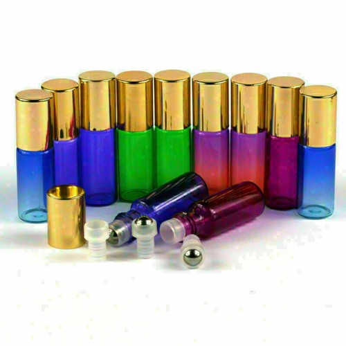 1-100X 5ml Empty Glass Roll on Bottles Perfume Oils Metal or Glass Roller Ball - Picture 5 of 17