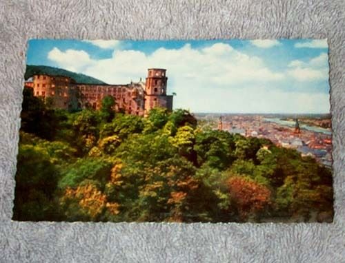 Heidelberg Germany, Castle & City, In German Postcard PC, Scalloped Edges - Foto 1 di 1