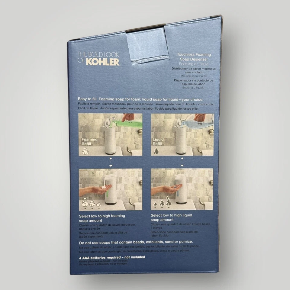 Dispensador de jabón sin contacto Kohler 8,45 OZ NUEVO EN CAJA Foto 3 de 4