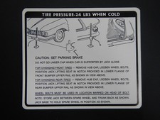 1960 Buick Invicta Electra Lesabre Trunk Bumper Jack Instructions Decal 60 New