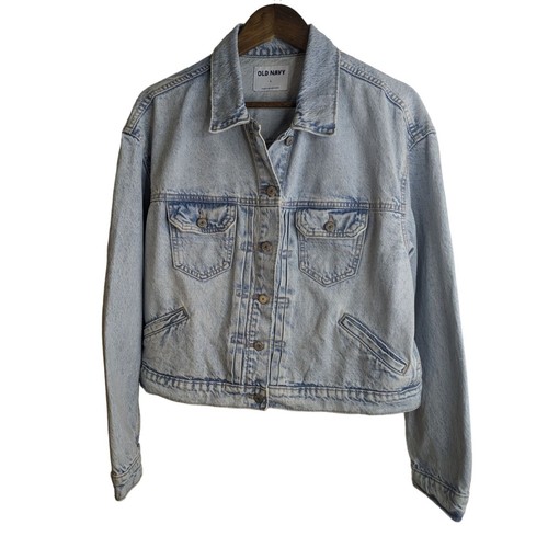 Old Navy Women's Light Wash Trucker Jean Jacket Closet Staple Versatile Sz L - Bild 1 von 12