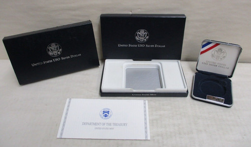 EMPTY BOX for 1991 United States USO Commemorative Proof Silver Dollar Coin