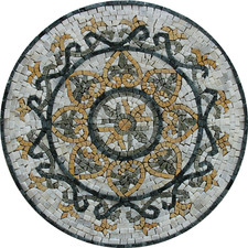 Marble Mosaic ROUND BOHO Garden TILE ART 18 Inches Diameter