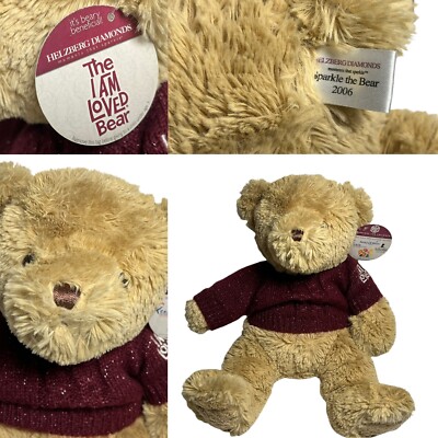 Helzberg Diamonds THE I AM LOVED SPARKLE TEDDY BEAR w/ KNIT SWEATER Plush NEW