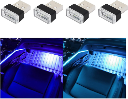 4 PCS USB LED Car Interior Atmosphere Lamp, Plug-In USB Decor Night Light, Porta - Bild 9 von 12