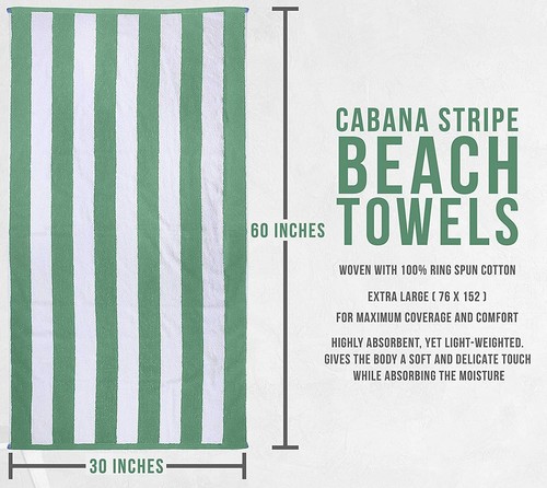 Paquete de 4 toallas de playa a rayas Cabana 30 x 60 pulgadas piscina playa - Imagen 25 de 133