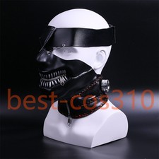 Máscara Con Cremallera De Tokyo Ghoul Ken Kaneki – Accesorio De Poliéster Suave Para Cosplay, Medida 18.5x12.5 Cm, Ideal Para Disfraces De Halloween Y Convenciones