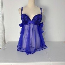 Victoria's Secret Babydoll Coquette Whimsigoth Fairy Lace Mesh Purple Women 34D