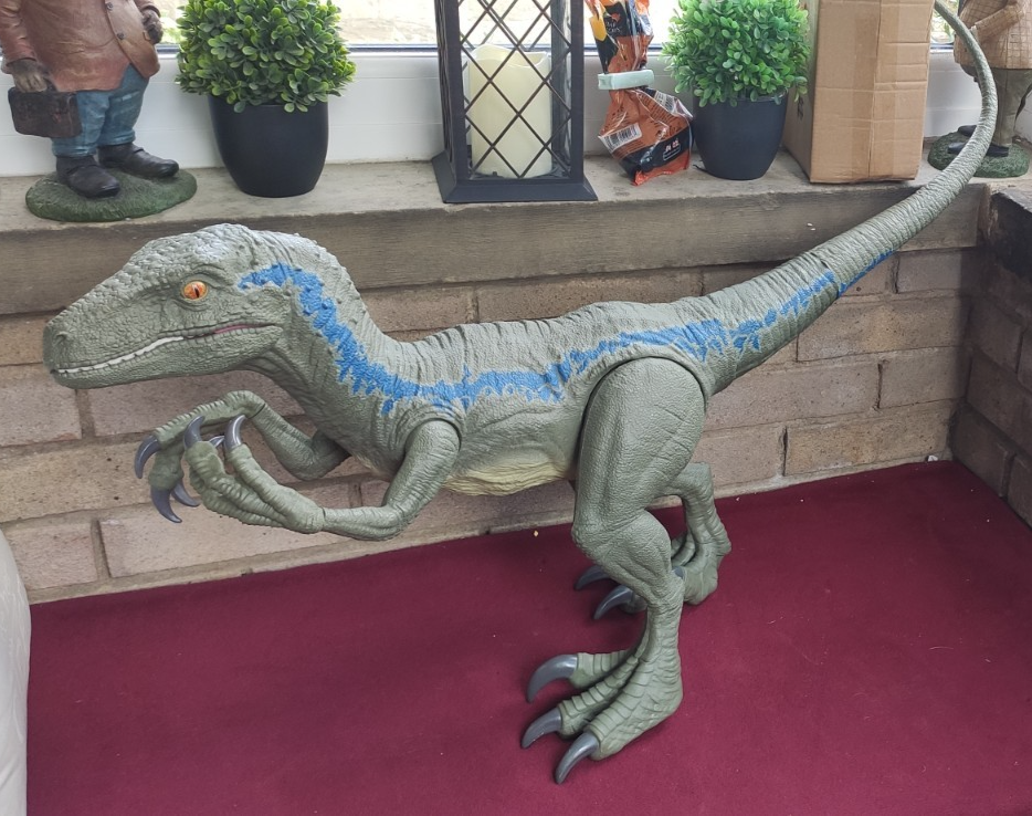 Jurassic World Super Colossal Velociraptor Blue Dinosaur Action Figure - Used