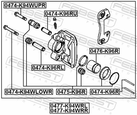 Fits FEBEST 0474-K96R REAR BRAKE CALIPER GUIDE BUSHINGMITSUBISHI CHAL ⭐UK Stock⭐