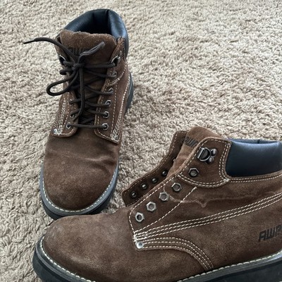 AWP Steel Tow New Buck Brown 10US Tie Up Work Boots